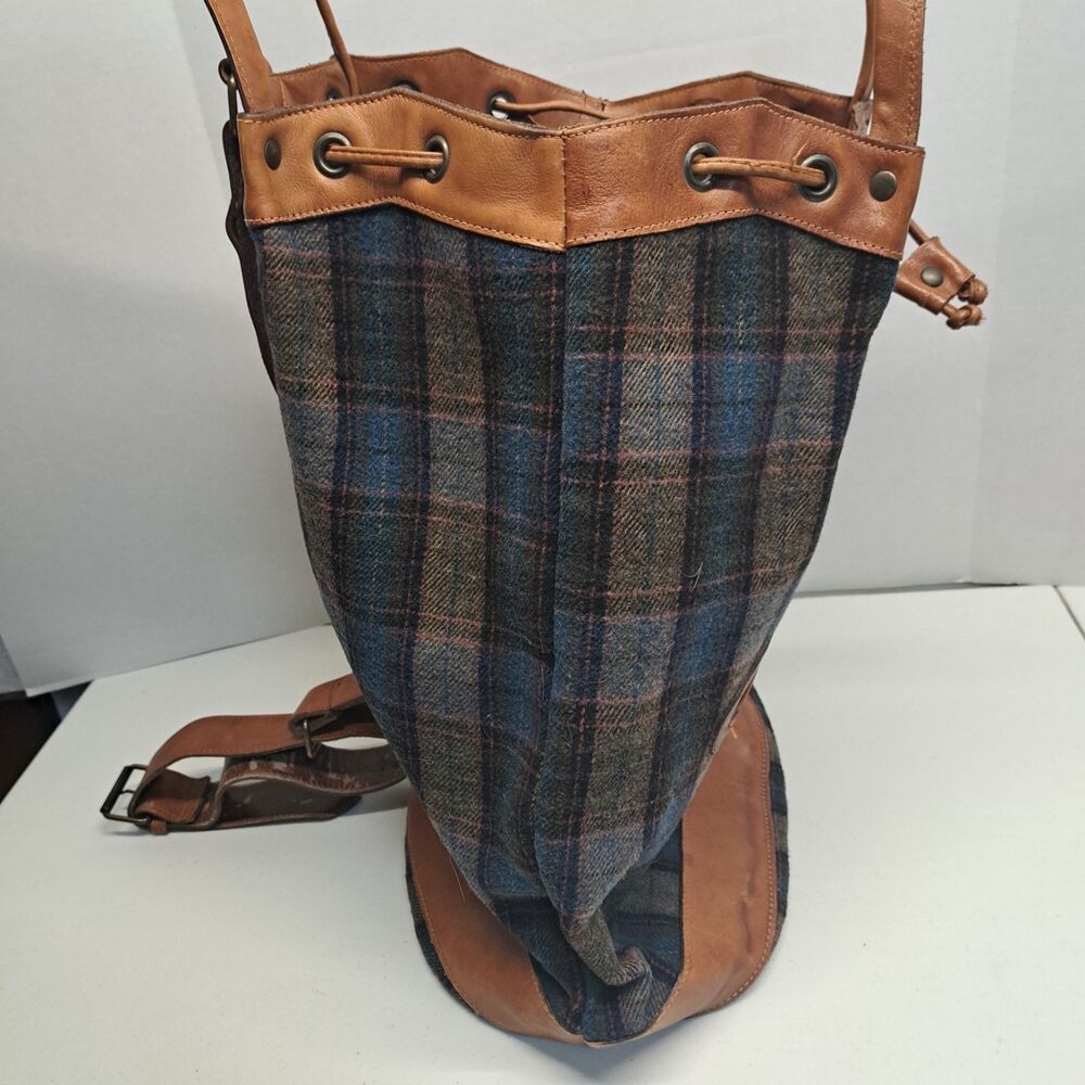 Vintage Banana Republic Plaid Bucket Bag Made In Italy - Picture 10 of 11